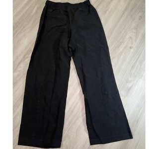 Shirin Guild Black Linen Cupro Wide Leg Elastic Waist Pants Made in UK Medium